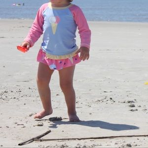 Hanna Andersson Ice Cream Swim Suit w/ Rash Guard